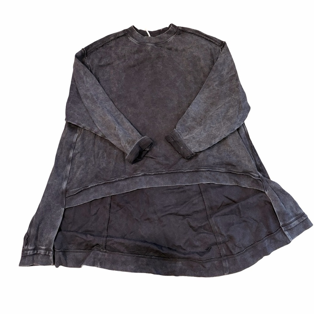 Oversized Black Long Sleeve high-lo tunic